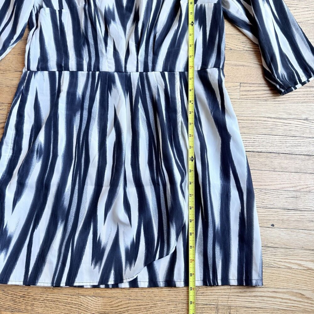 MNG Mango Faux Wrap Shirt Dress Womens Large Black Cream Office Career Modern - Picture 6 of 8